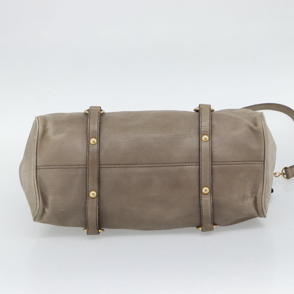 Miu Miu Hand Bag Leather 2way Brown Gold Auth 194733V