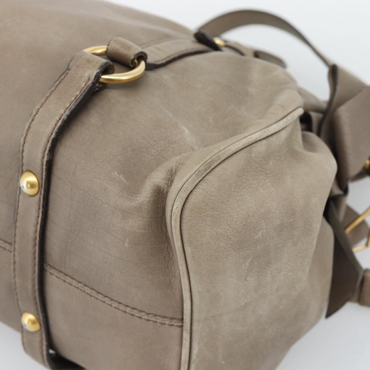 Miu Miu Hand Bag Leather 2way Brown Gold Auth 194733V