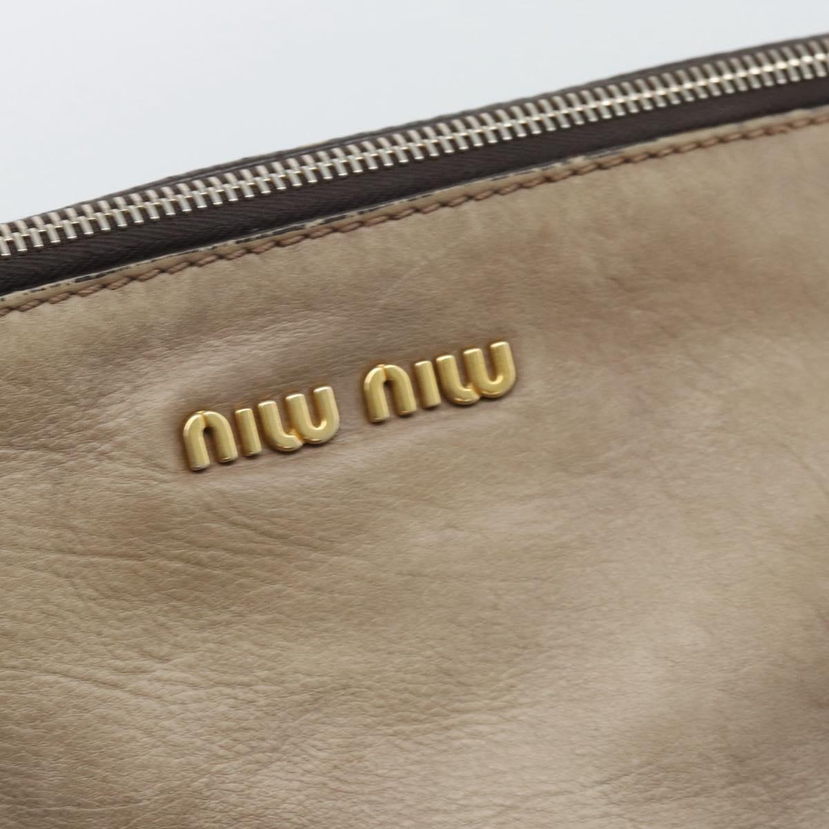 Miu Miu Hand Bag Leather 2way Brown Gold Auth 194733V
