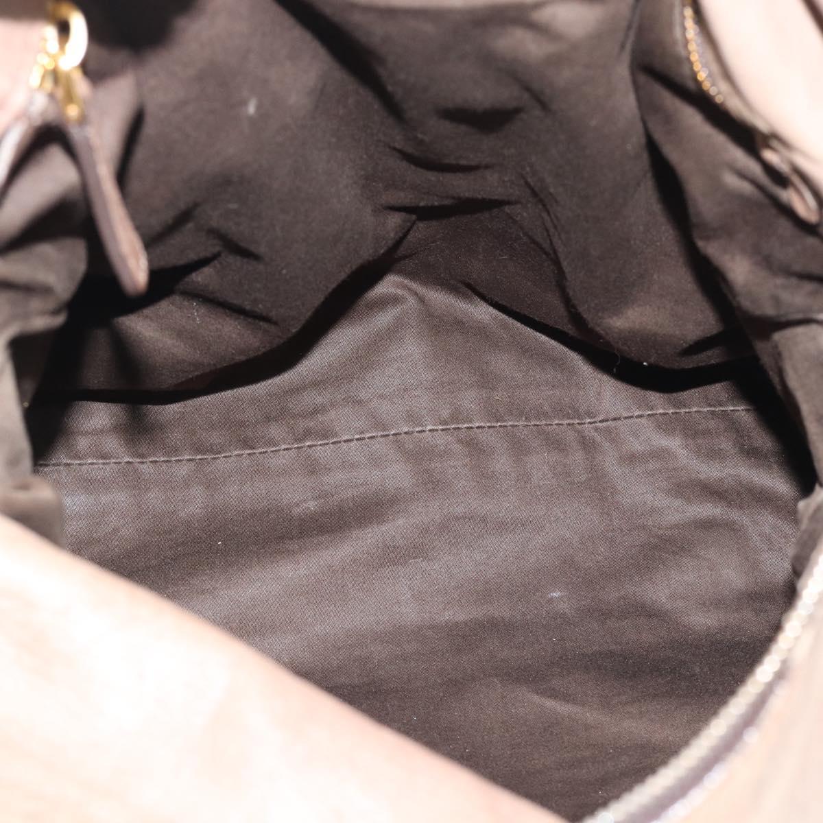 Miu Miu Hand Bag Leather 2way Brown Gold Auth 194733V