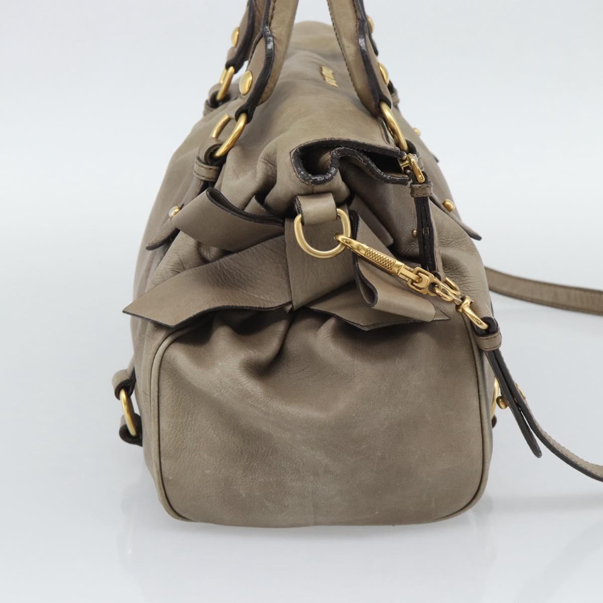 Miu Miu Hand Bag Leather 2way Brown Gold Auth 194733V