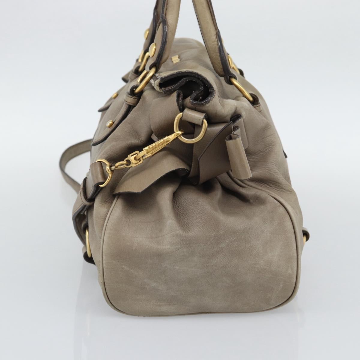 Miu Miu Hand Bag Leather 2way Brown Gold Auth 194733V