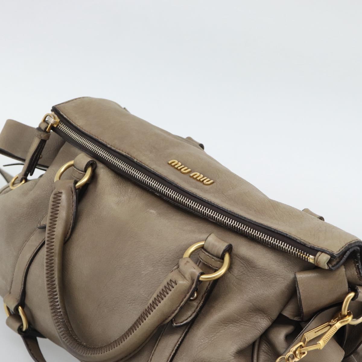 Miu Miu Hand Bag Leather 2way Brown Gold Auth 194733V