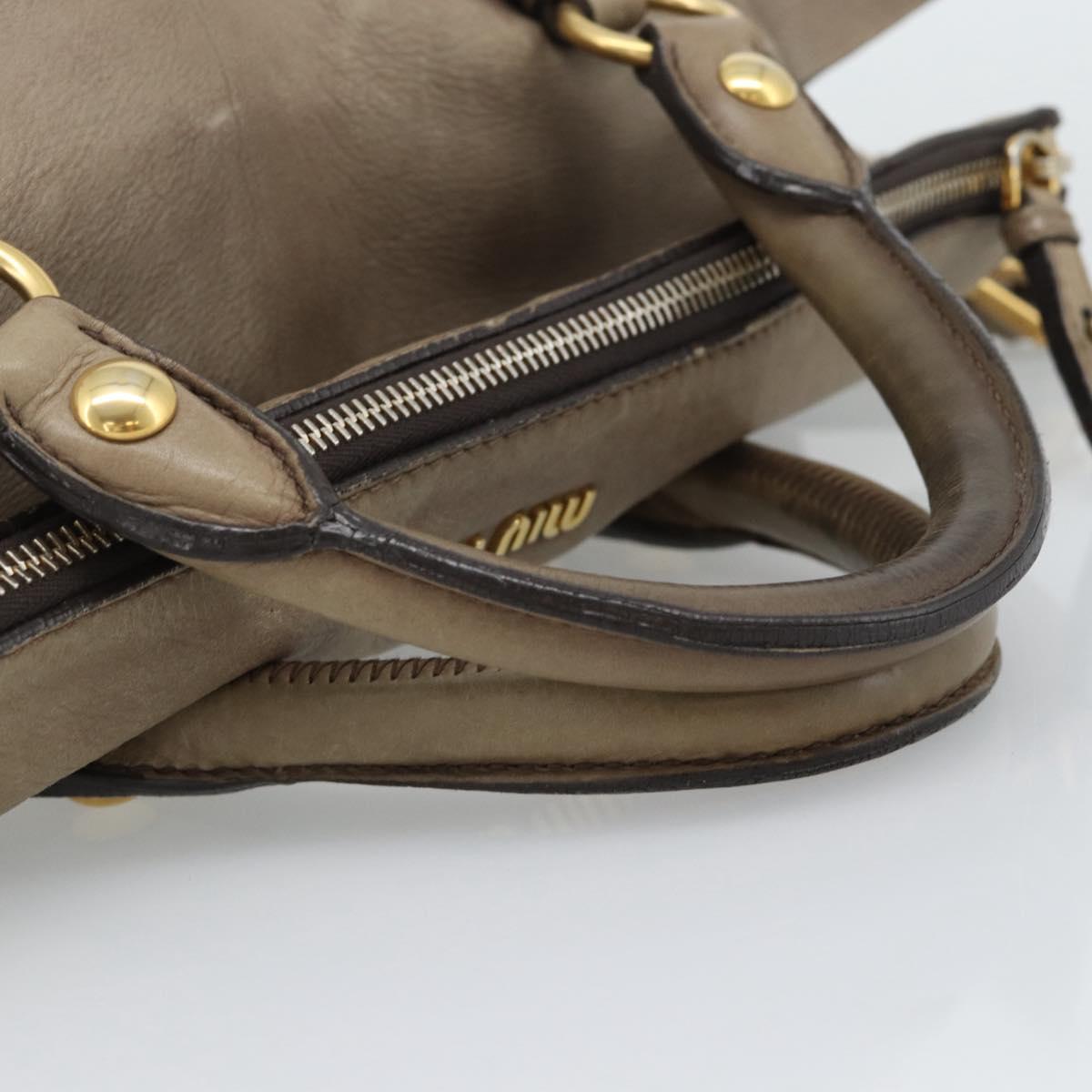Miu Miu Hand Bag Leather 2way Brown Gold Auth 194733V