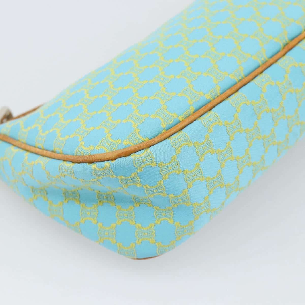 CELINE Macadam Canvas Accessory Pouch Turquoise Blue Silver Auth 194735V
