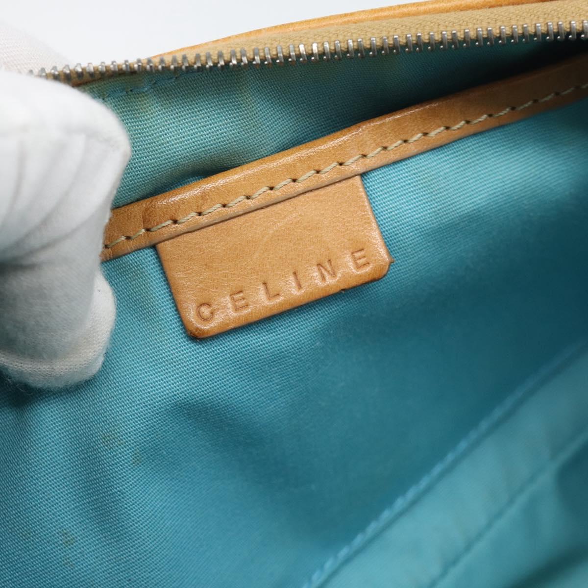 CELINE Macadam Canvas Accessory Pouch Turquoise Blue Silver Auth 194735V