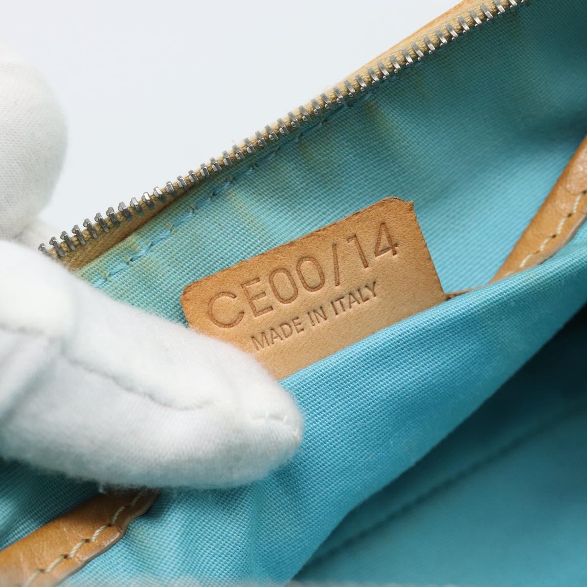 CELINE Macadam Canvas Accessory Pouch Turquoise Blue Silver Auth 194735V