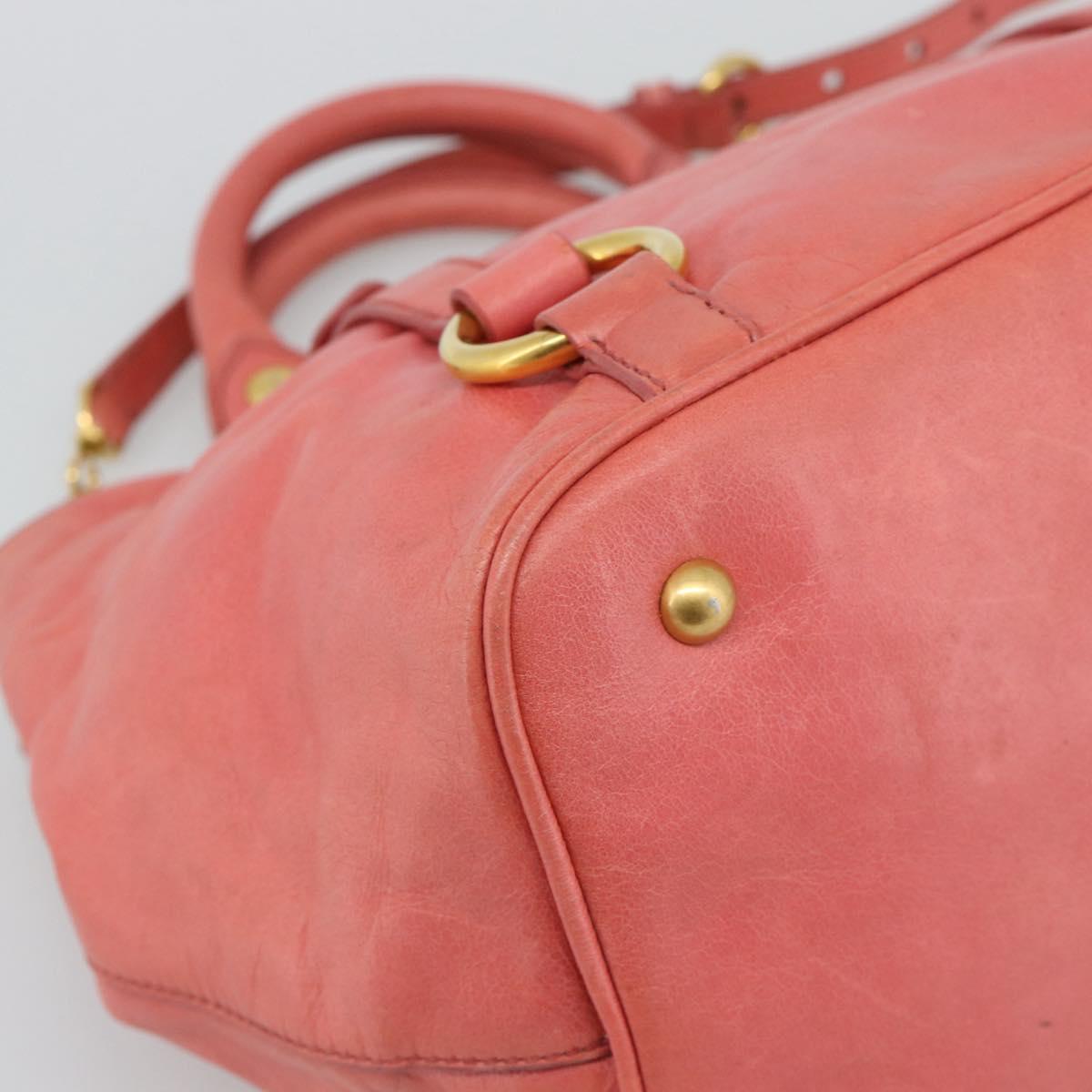 Miu Miu Hand Bag Leather 2way Pink Gold Auth 194741V