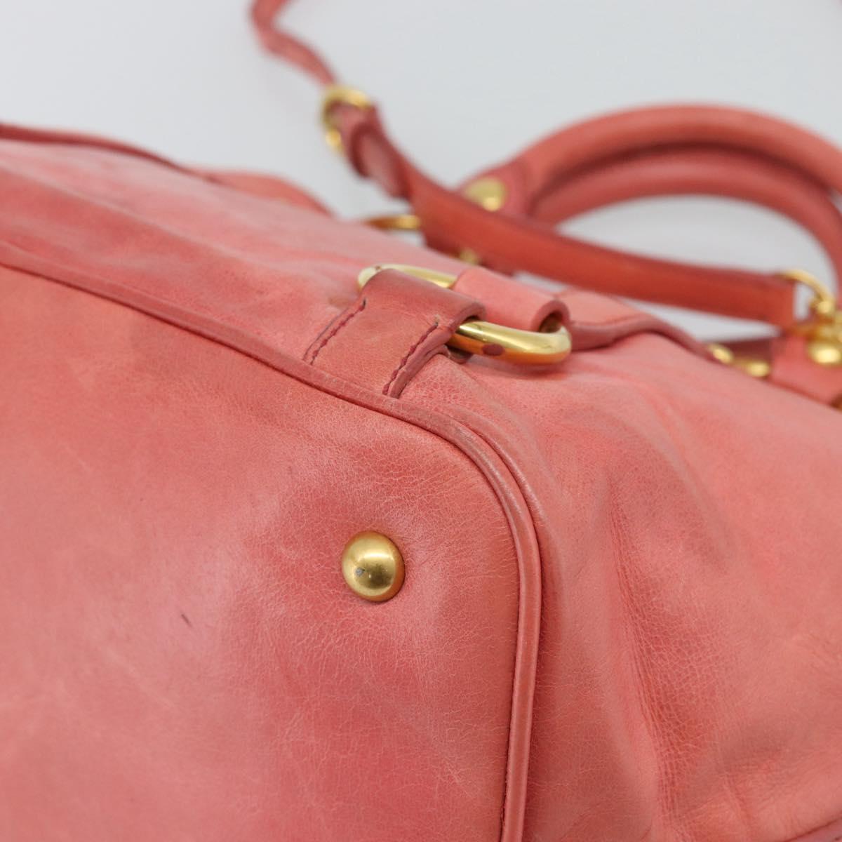 Miu Miu Hand Bag Leather 2way Pink Gold Auth 194741V