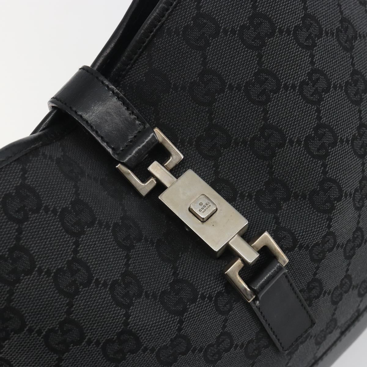 GUCCI GG Canvas Jackie Hand Bag Black Silver 001 3306 Auth 194743V
