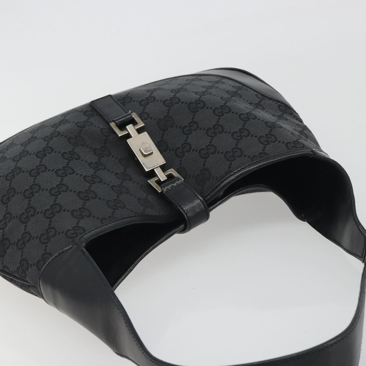 GUCCI GG Canvas Jackie Hand Bag Black Silver 001 3306 Auth 194743V