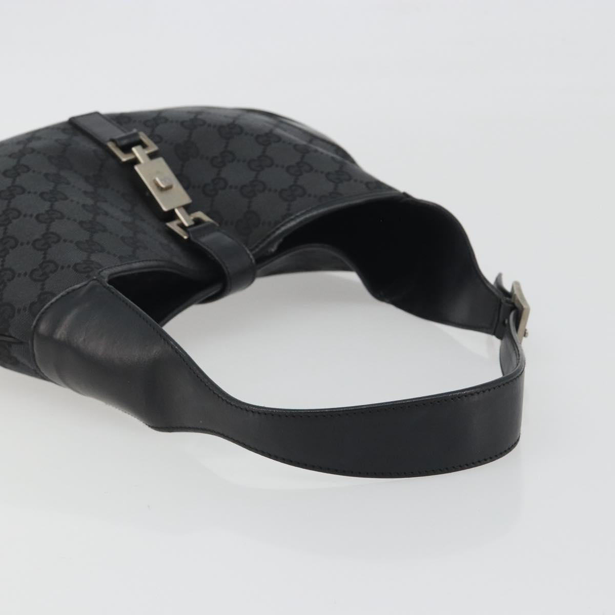 GUCCI GG Canvas Jackie Hand Bag Black Silver 001 3306 Auth 194743V