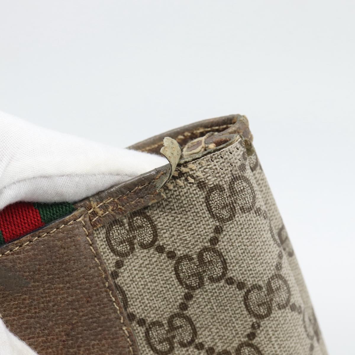 GUCCI GG Supreme Web Sherry Line Tote Bag PVC Beige Gold 40 02 003 Auth 194744