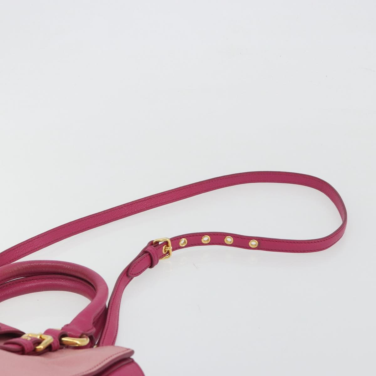Miu Miu Madras Hand Bag Leather 2way Pink Gold Auth 194746A