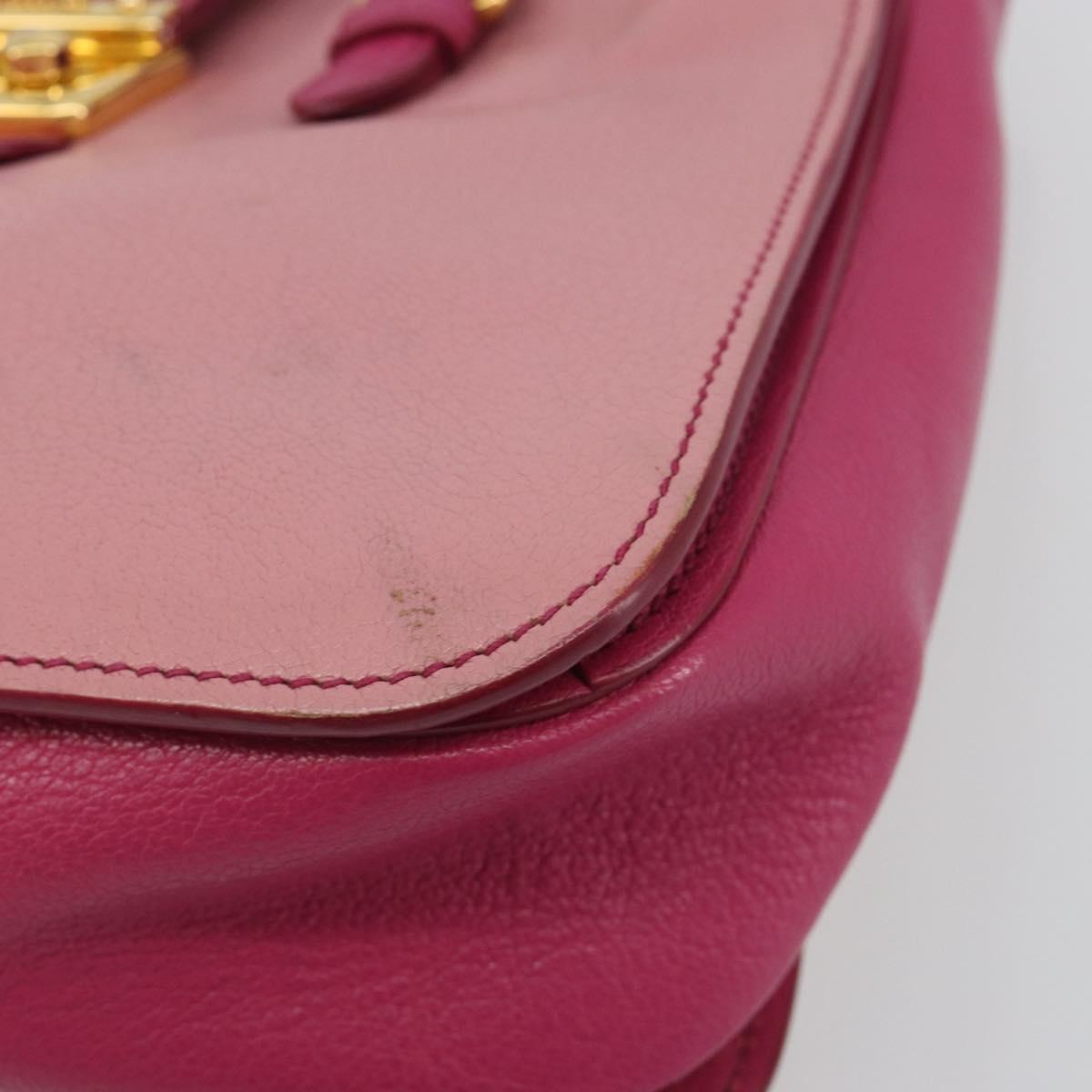 Miu Miu Madras Hand Bag Leather 2way Pink Gold Auth 194746A