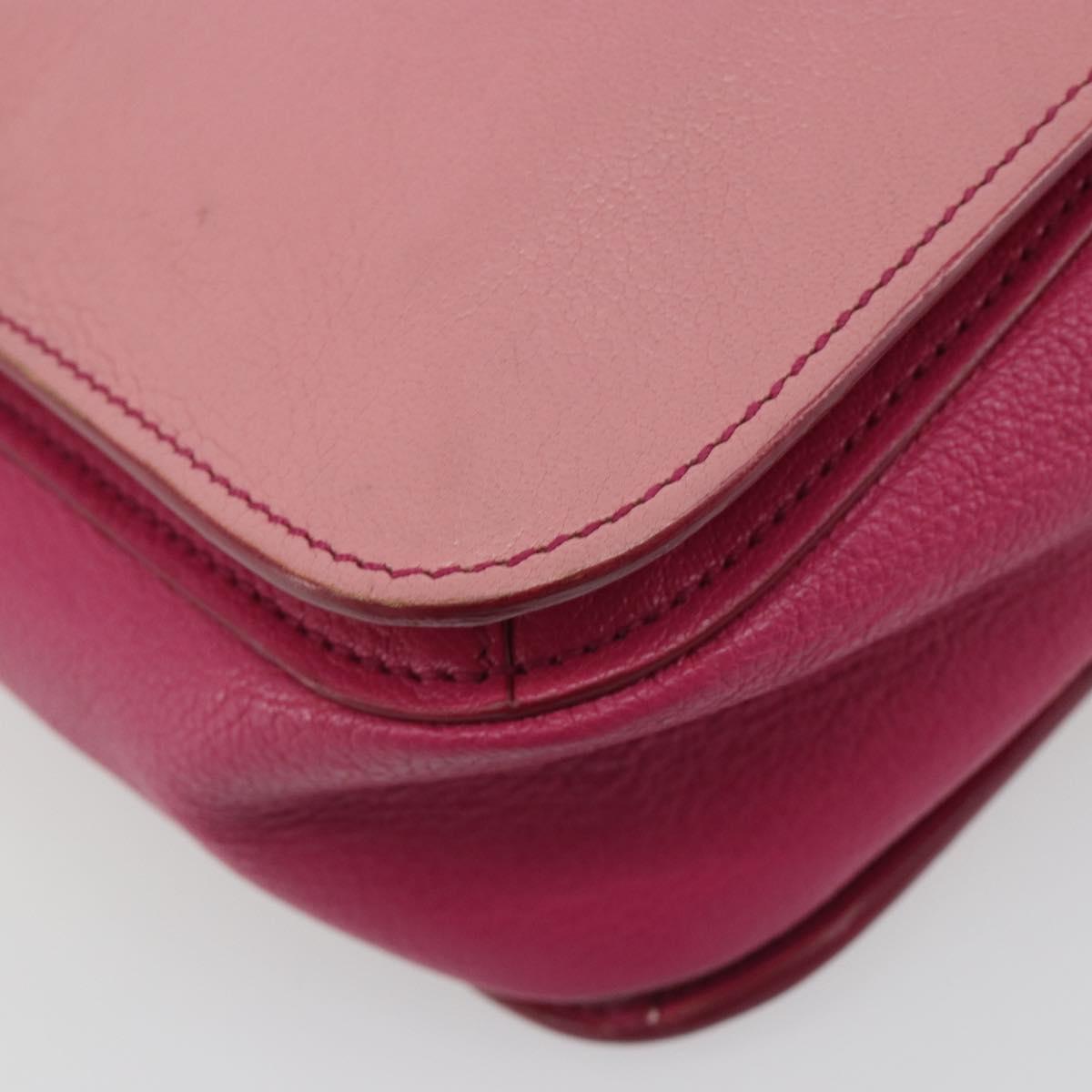 Miu Miu Madras Hand Bag Leather 2way Pink Gold Auth 194746A