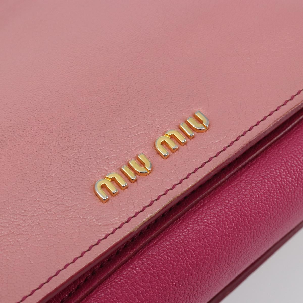 Miu Miu Madras Hand Bag Leather 2way Pink Gold Auth 194746A