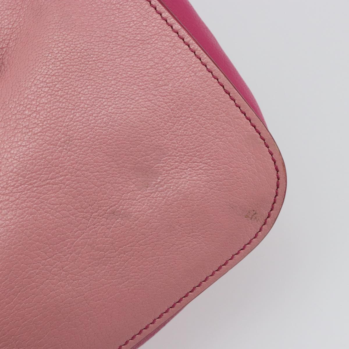 Miu Miu Madras Hand Bag Leather 2way Pink Gold Auth 194746A