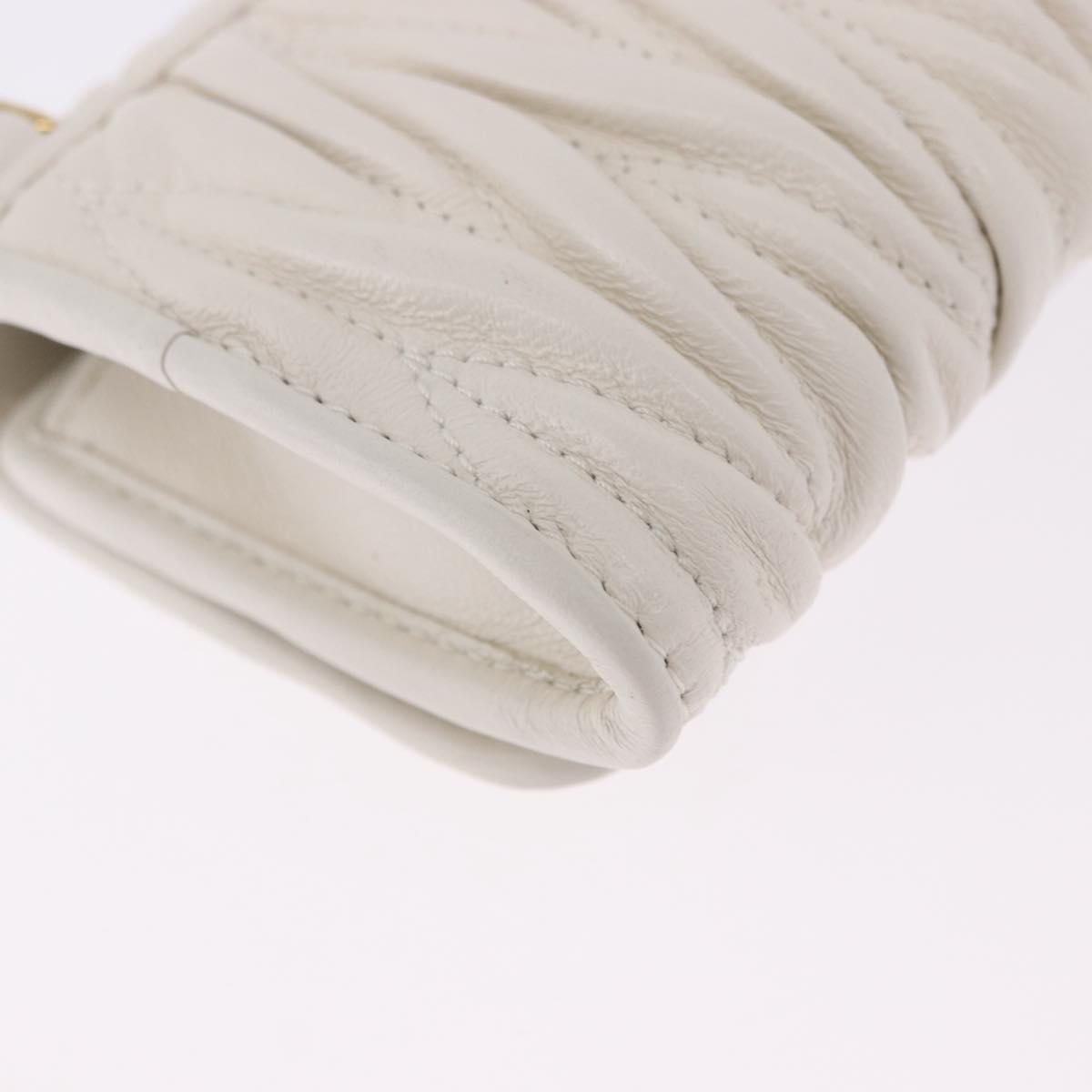 Miu Miu Matelasse Chain Shoulder Pouch Shoulder Bag Leather White Auth 194749M