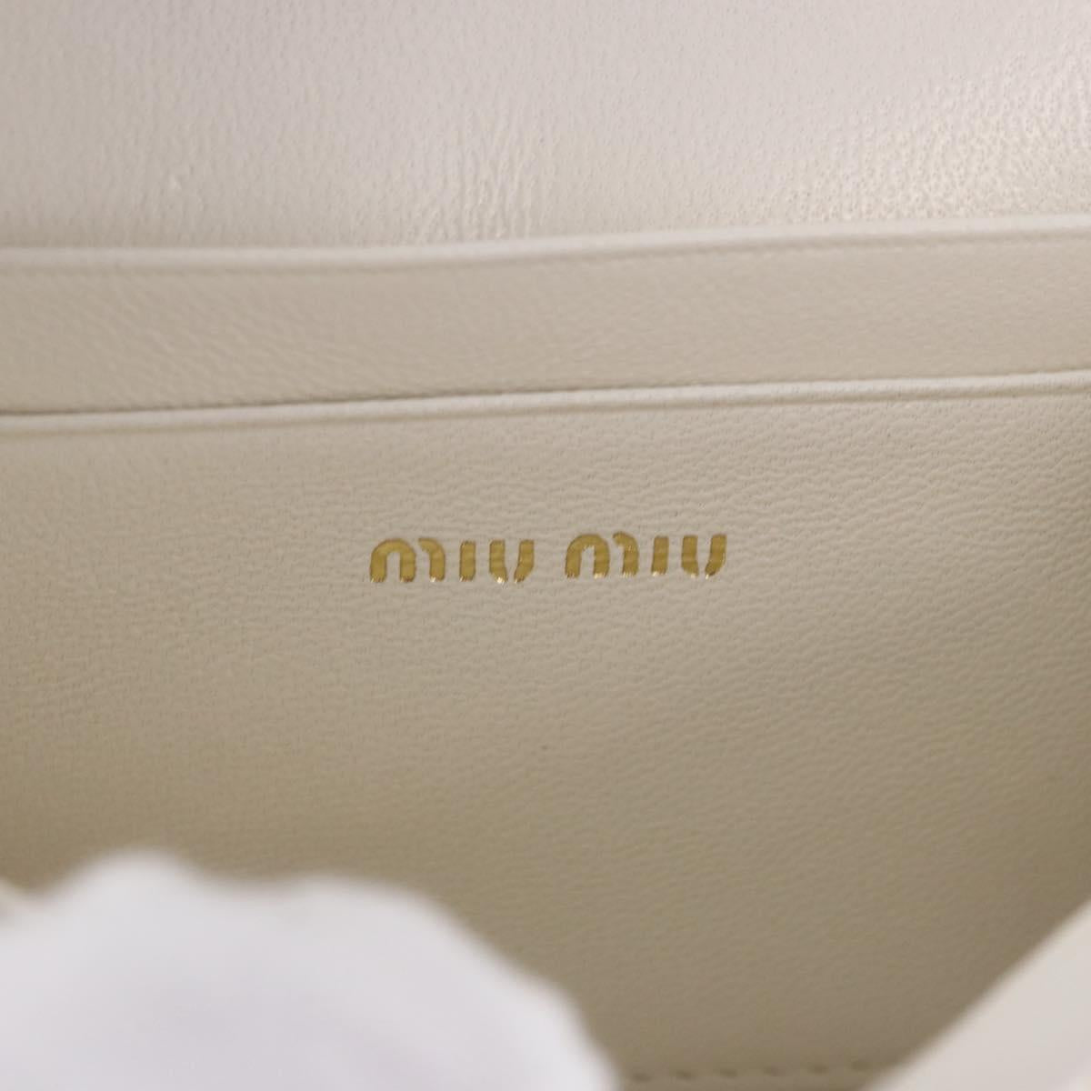 Miu Miu Matelasse Chain Shoulder Pouch Shoulder Bag Leather White Auth 194749M