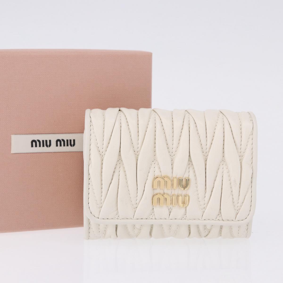 Miu Miu Matelasse Chain Shoulder Pouch Shoulder Bag Leather White Auth 194749M