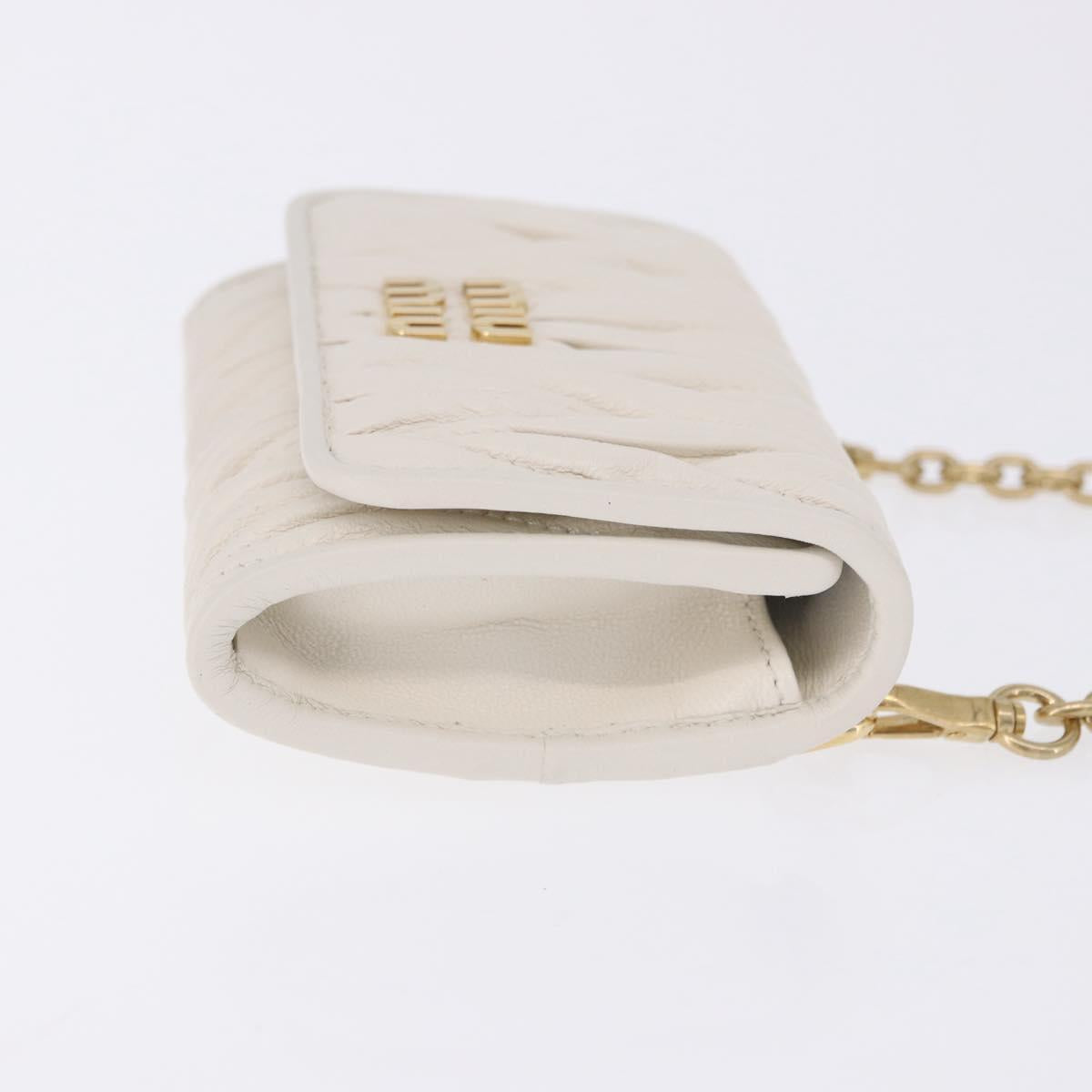 Miu Miu Matelasse Chain Shoulder Pouch Shoulder Bag Leather White Auth 194749M
