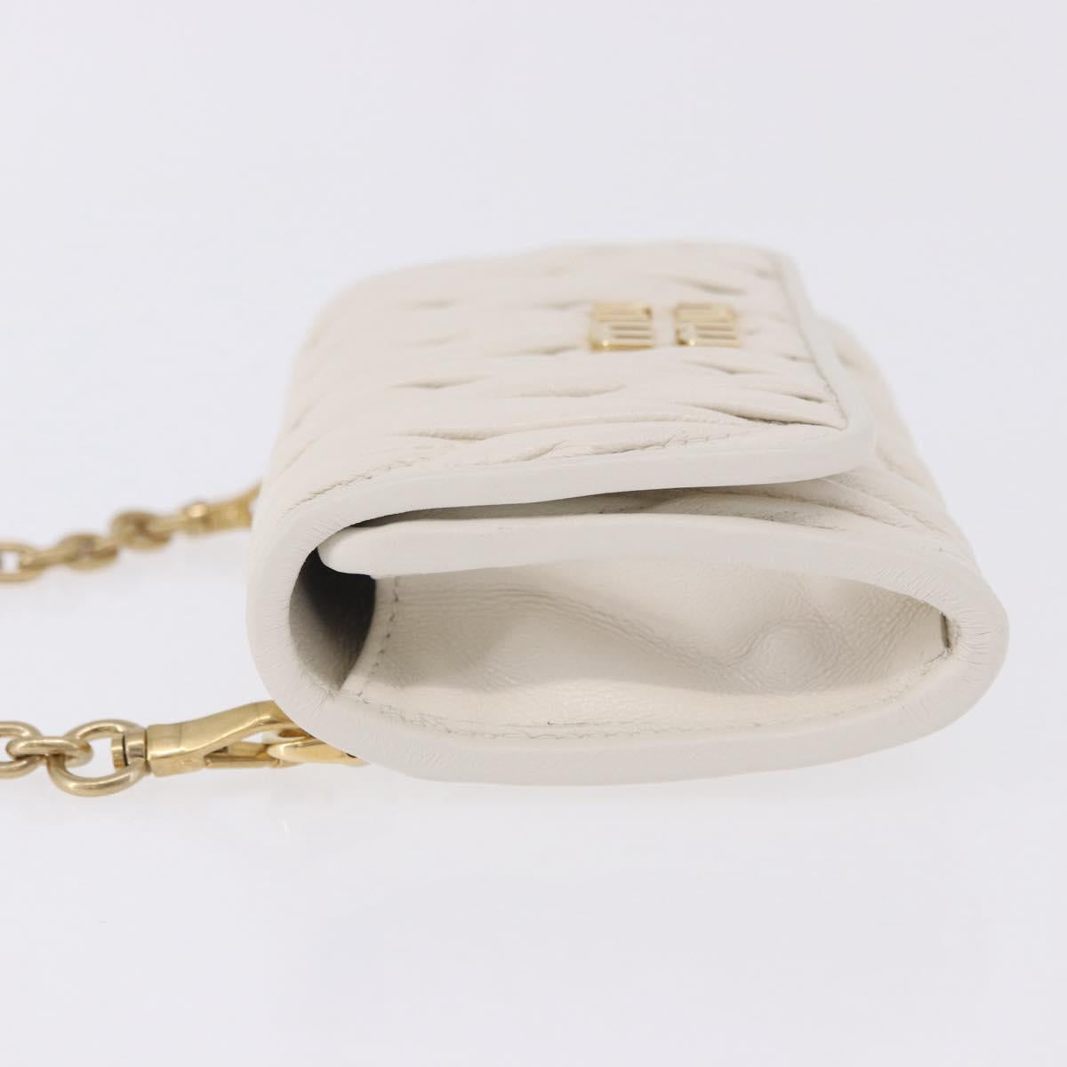 Miu Miu Matelasse Chain Shoulder Pouch Shoulder Bag Leather White Auth 194749M