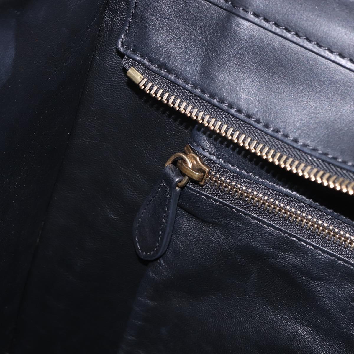 CELINE Luggage Mini shopper Hand Bag Calf Skin Black Silver Auth 194754V