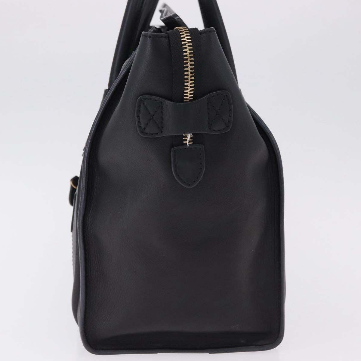 CELINE Luggage Mini shopper Hand Bag Calf Skin Black Silver Auth 194754V