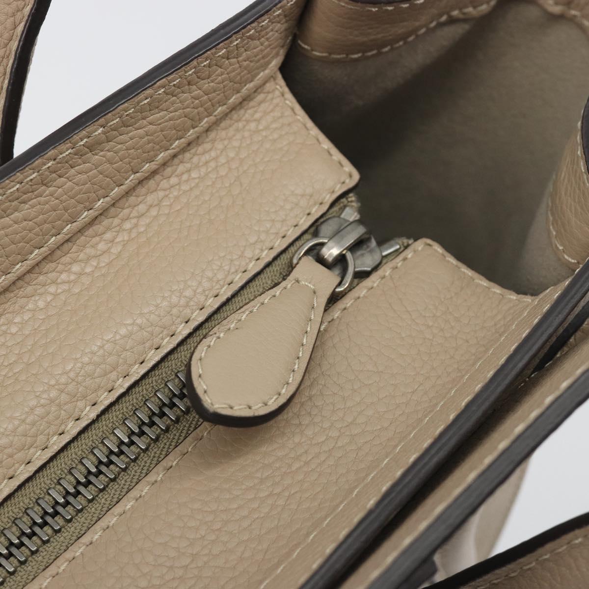 CELINE Luggage Micro shopper Hand Bag Leather Beige Auth 194755SAM