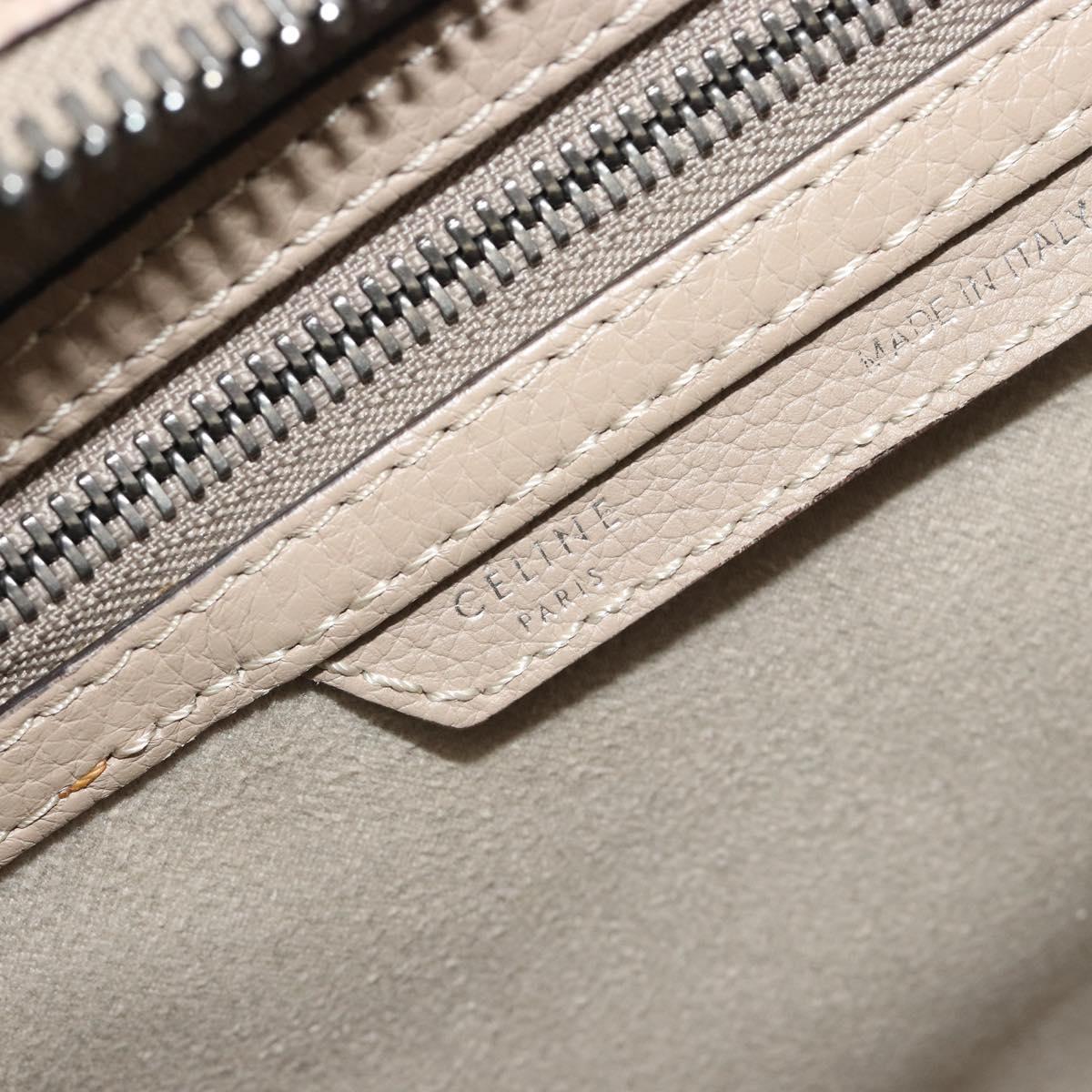 CELINE Luggage Micro shopper Hand Bag Leather Beige Auth 194755SAM