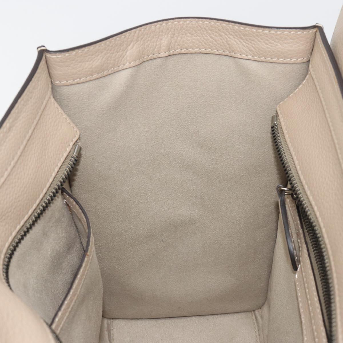 CELINE Luggage Micro shopper Hand Bag Leather Beige Auth 194755SAM
