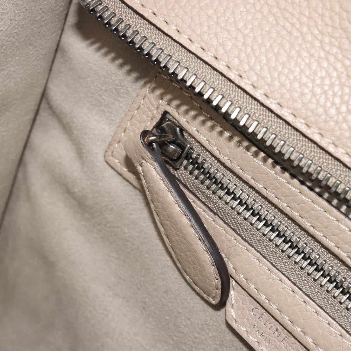 CELINE Luggage Micro shopper Hand Bag Leather Beige Auth 194755SAM