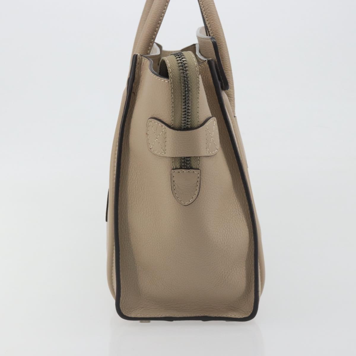 CELINE Luggage Micro shopper Hand Bag Leather Beige Auth 194755SAM