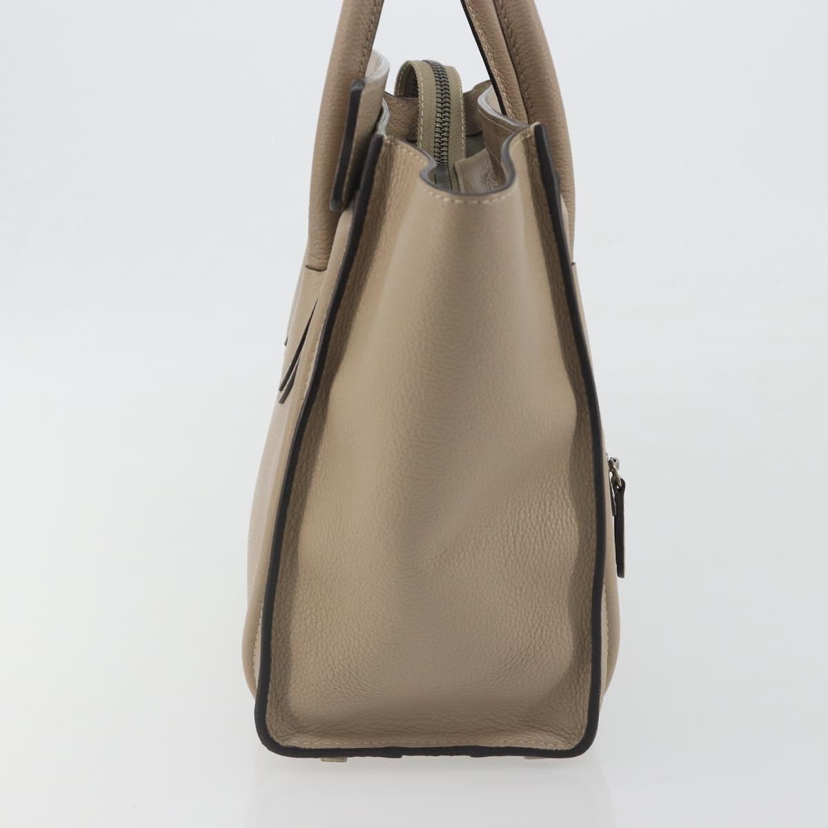 CELINE Luggage Micro shopper Hand Bag Leather Beige Auth 194755SAM
