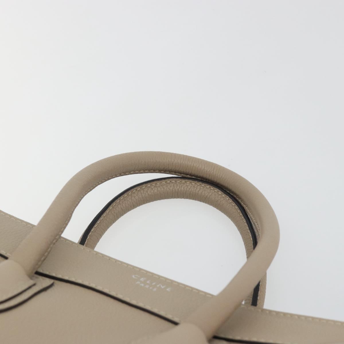 CELINE Luggage Micro shopper Hand Bag Leather Beige Auth 194755SAM