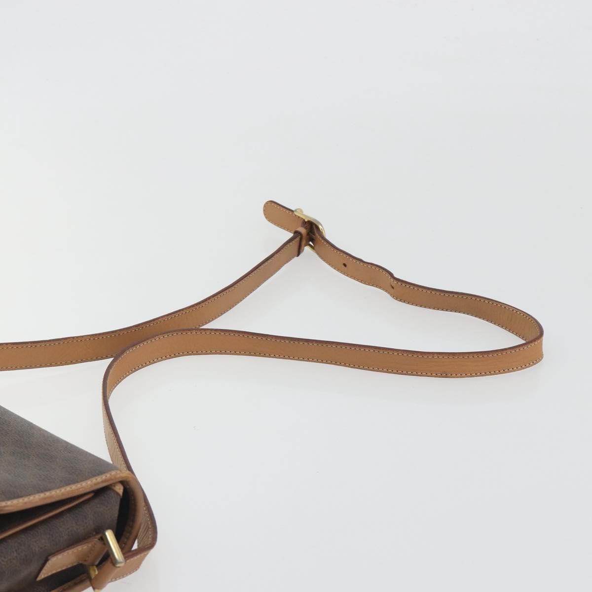 CELINE Macadam Canvas Circle Shoulder Bag PVC Leather Brown Gold Auth 194756