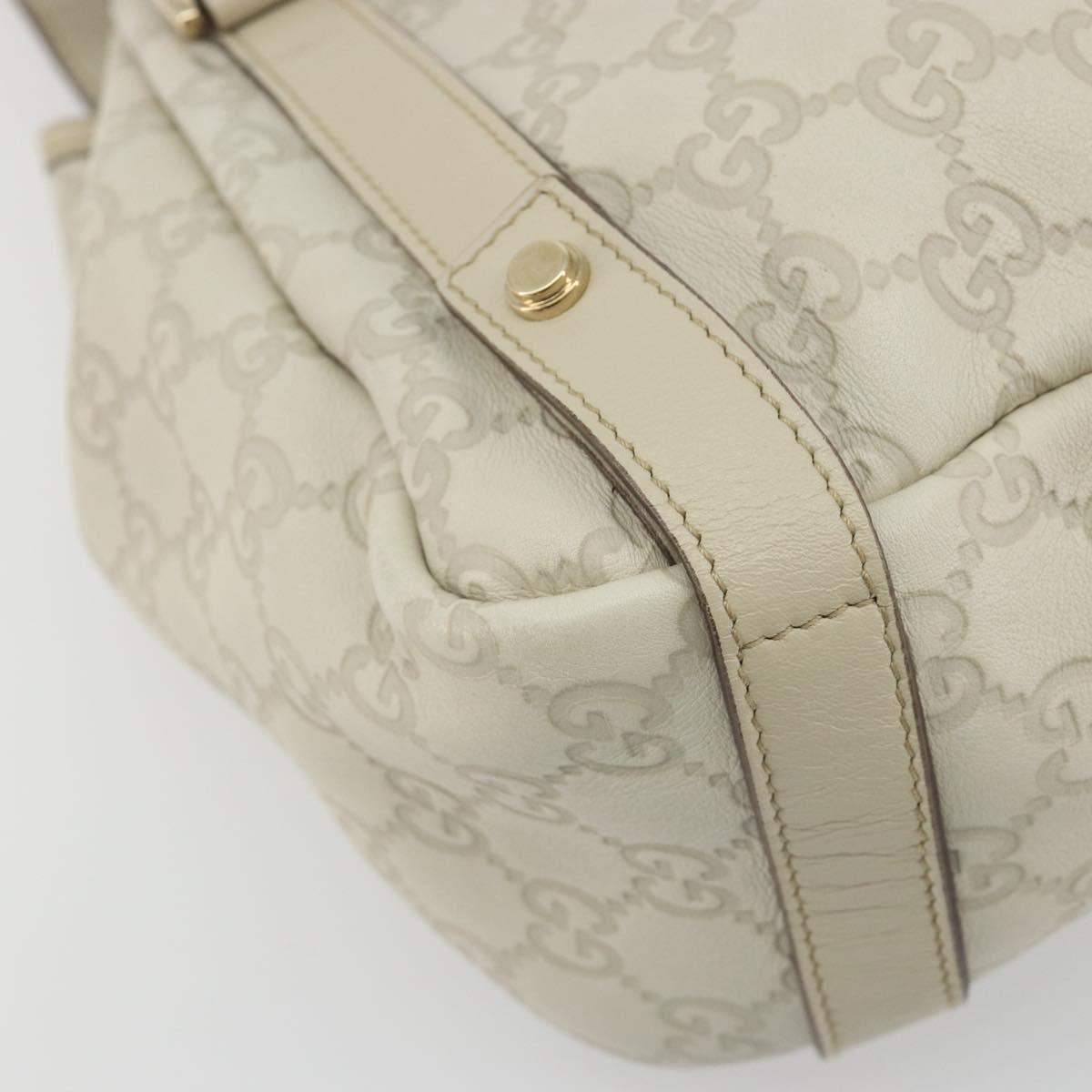 GUCCI GG Canvas Guccissima Abbey Tote Bag Leather White Gold 130736 Auth 194757V