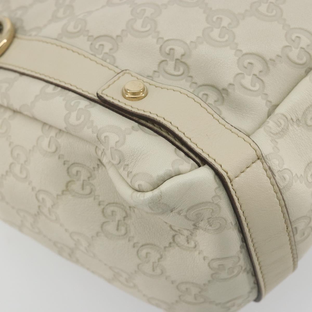 GUCCI GG Canvas Guccissima Abbey Tote Bag Leather White Gold 130736 Auth 194757V