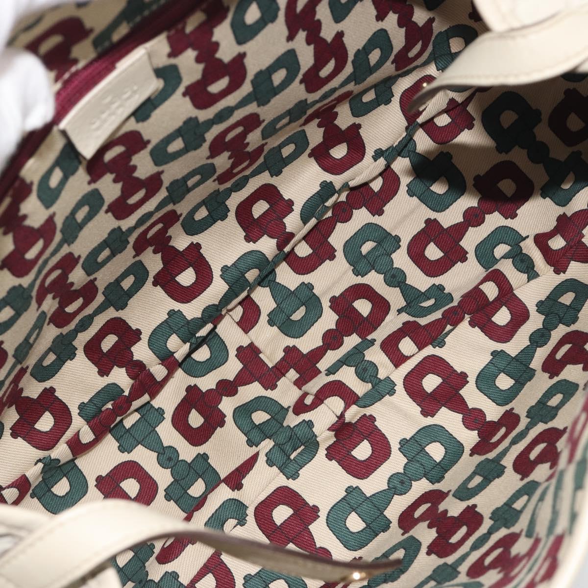 GUCCI GG Canvas Guccissima Abbey Tote Bag Leather White Gold 130736 Auth 194757V