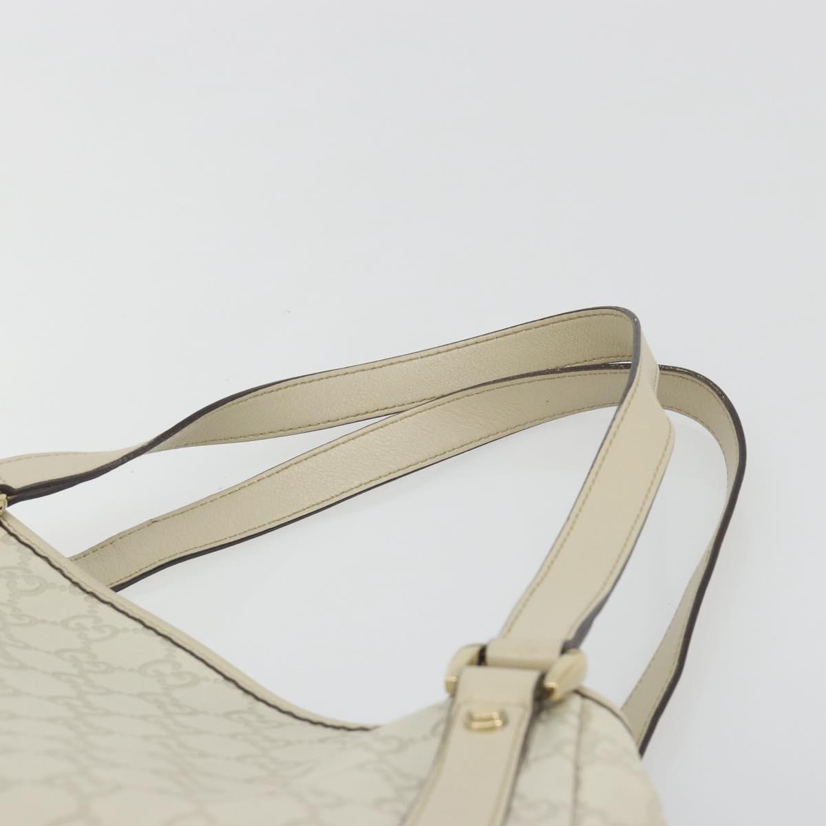 GUCCI GG Canvas Guccissima Abbey Tote Bag Leather White Gold 130736 Auth 194757V
