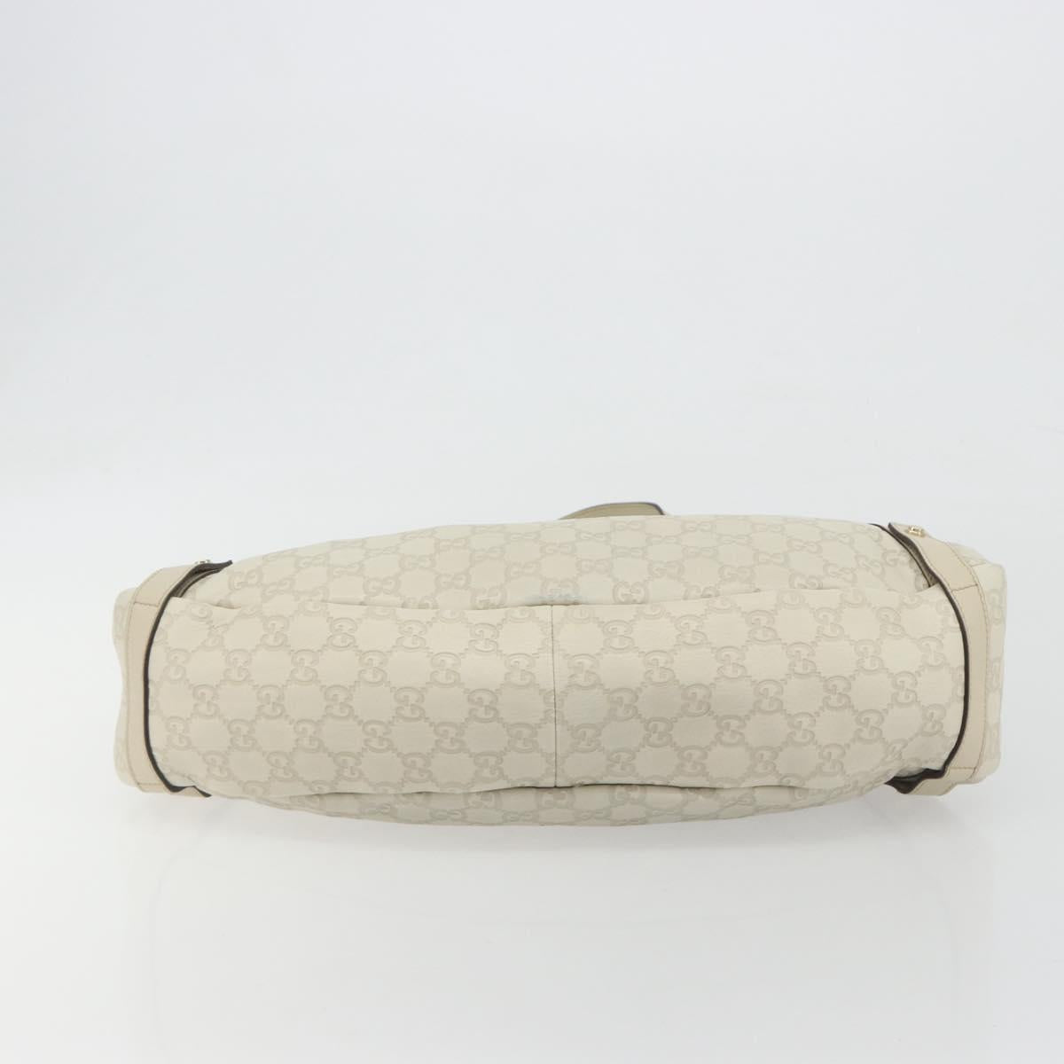 GUCCI GG Canvas Guccissima Abbey Tote Bag Leather White Gold 130736 Auth 194757V