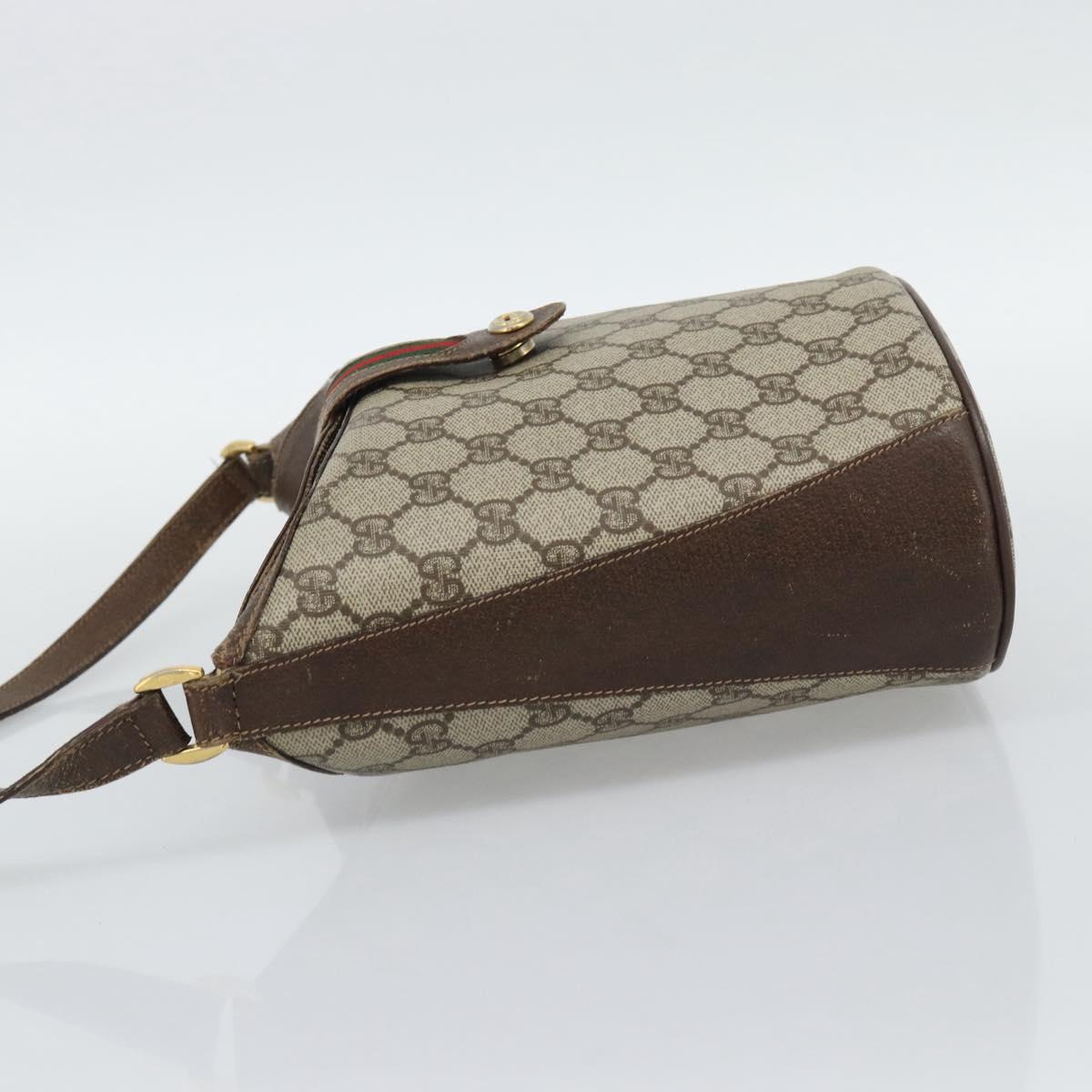 GUCCI GG Supreme Web Sherry Line Bag PVC Beige Gold 904 02 001 Auth 194758