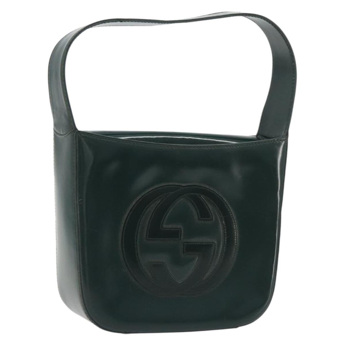 GUCCI Soho Hand Bag Patent Leather Green Silver Auth 194759