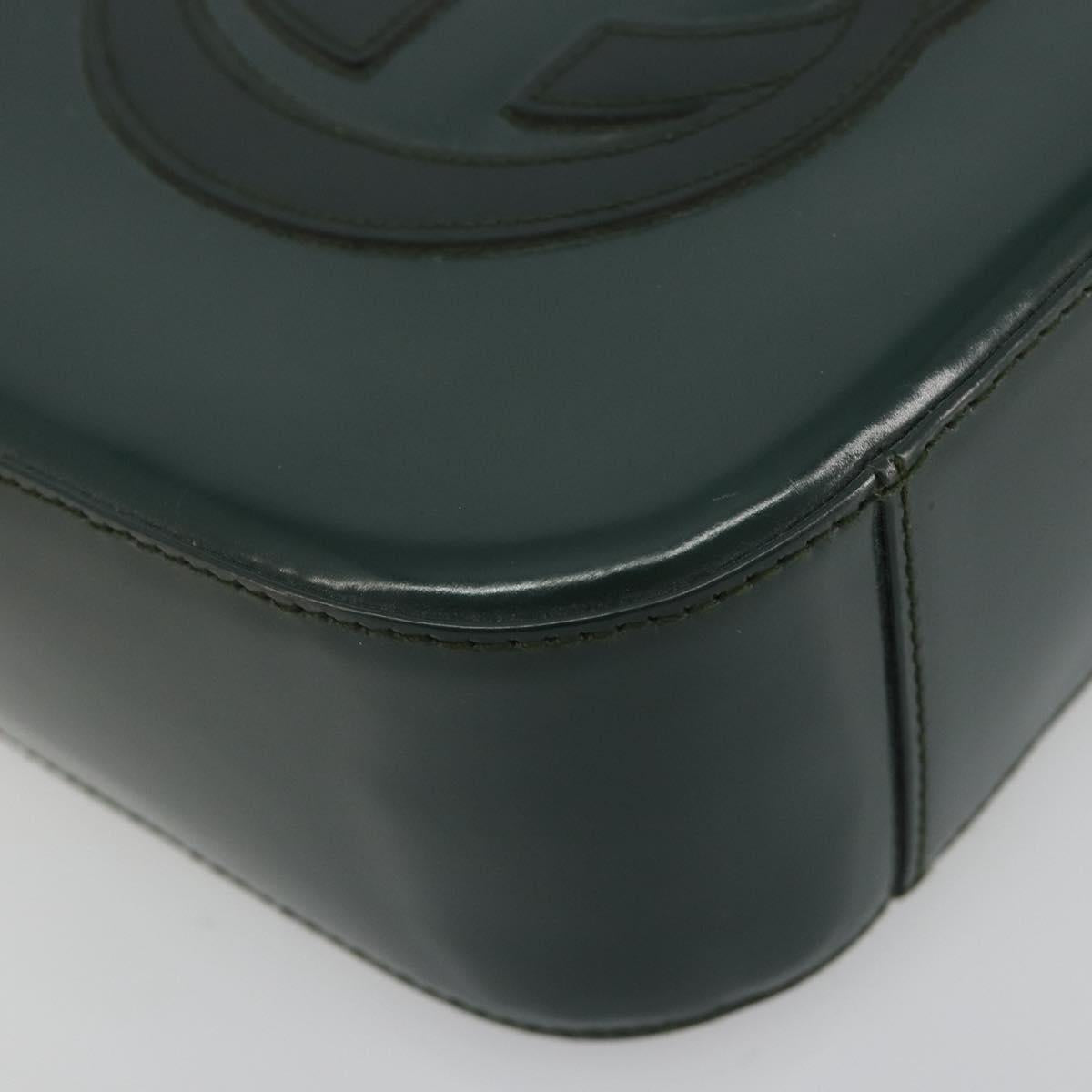 GUCCI Soho Hand Bag Patent Leather Green Silver Auth 194759