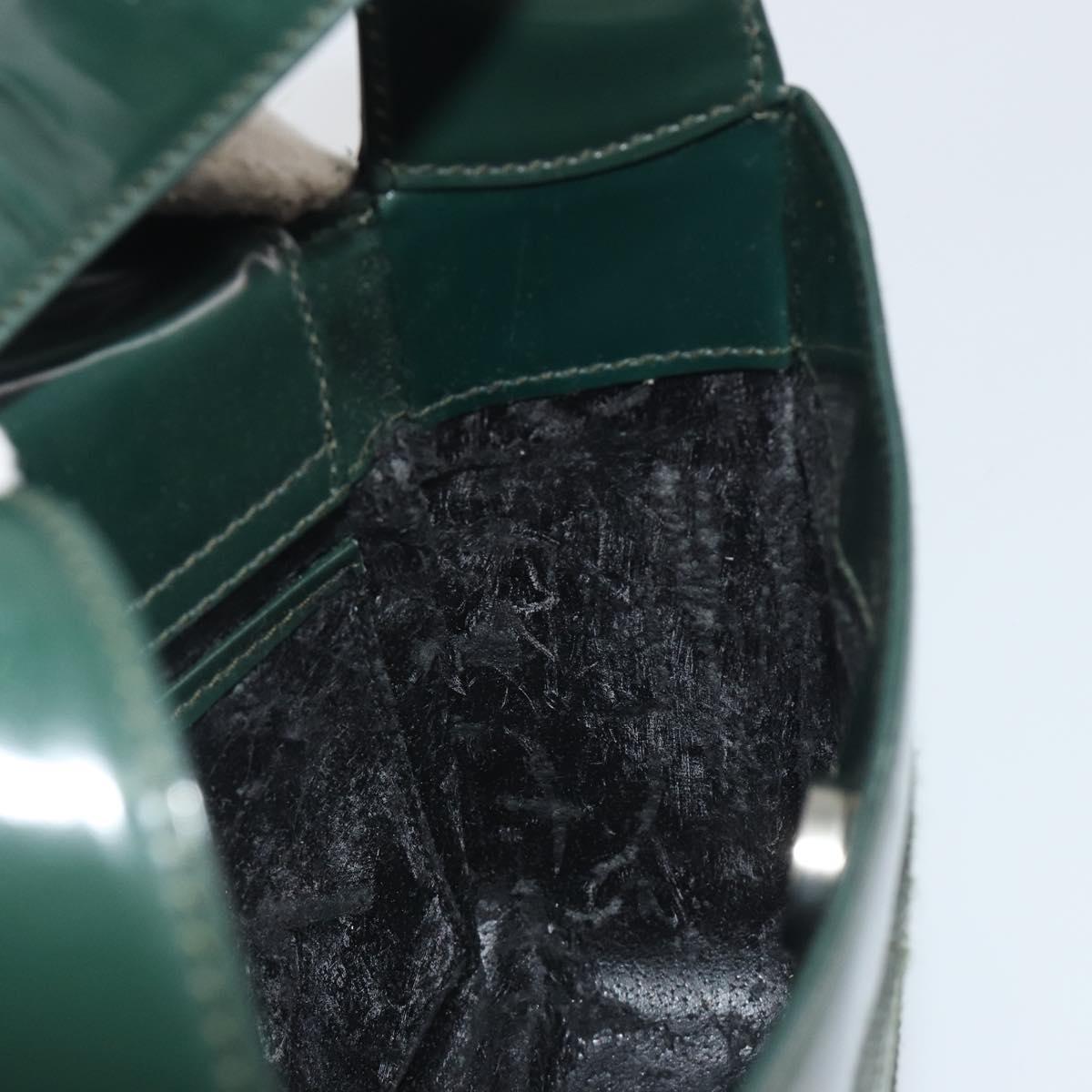 GUCCI Soho Hand Bag Patent Leather Green Silver Auth 194759