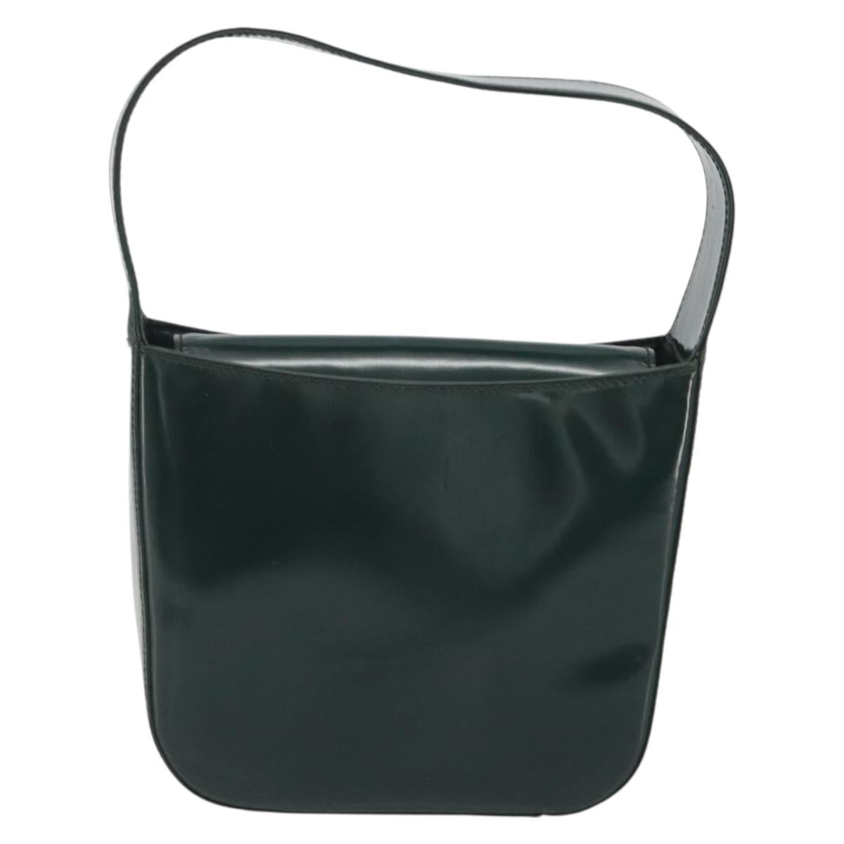GUCCI Soho Hand Bag Patent Leather Green Silver Auth 194759