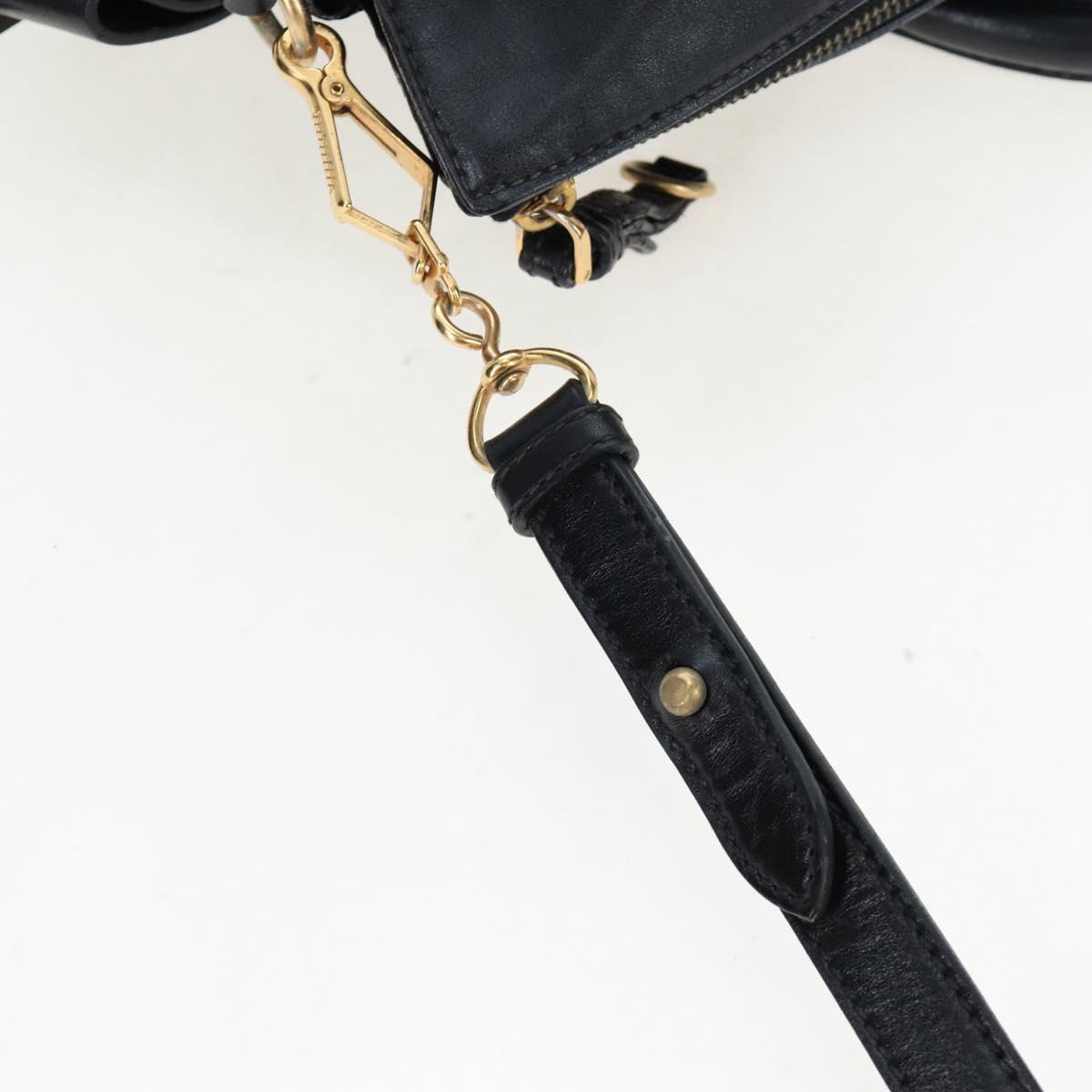 Miu Miu Hand Bag Leather 2way Black Gold Auth 194760V