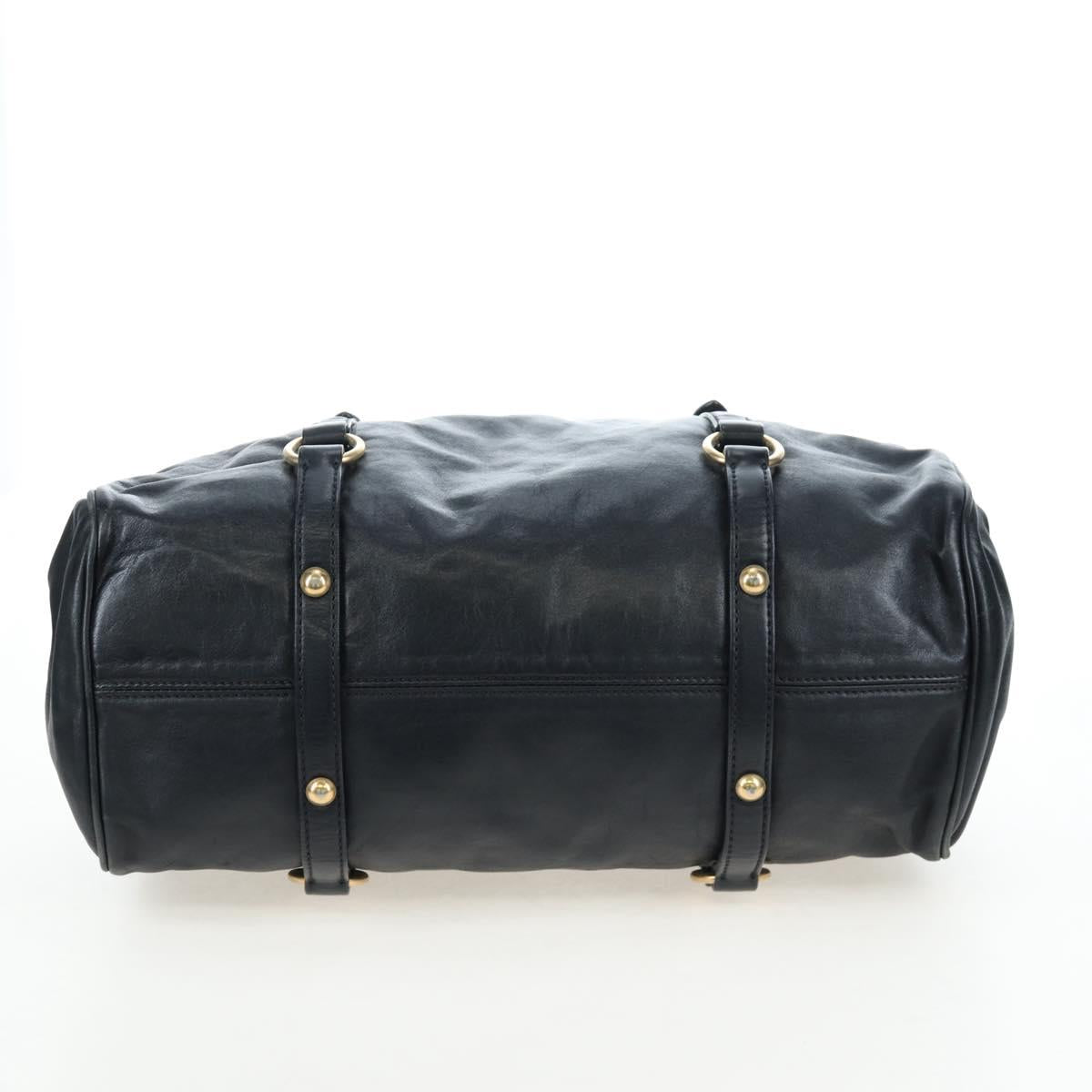 Miu Miu Hand Bag Leather 2way Black Gold Auth 194760V