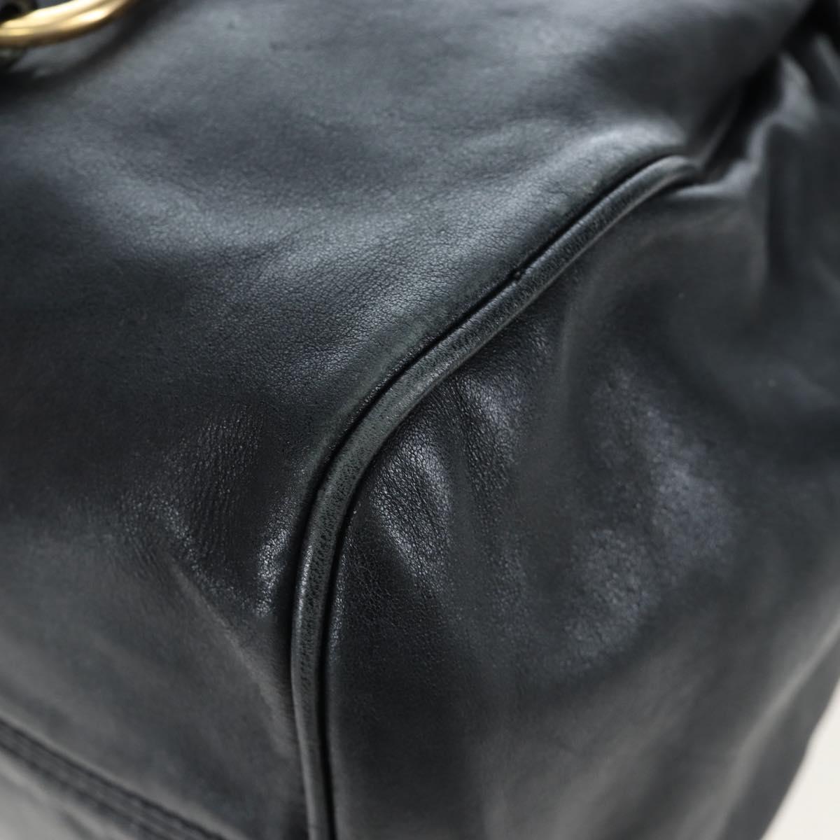 Miu Miu Hand Bag Leather 2way Black Gold Auth 194760V